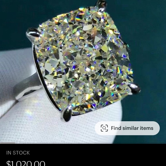 7 carat size 6 rhodium plated ring - Picture 7 of 10